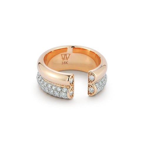 Thoby Diamond Edge 2 Row Tubular Ring Fashion Ring - 4